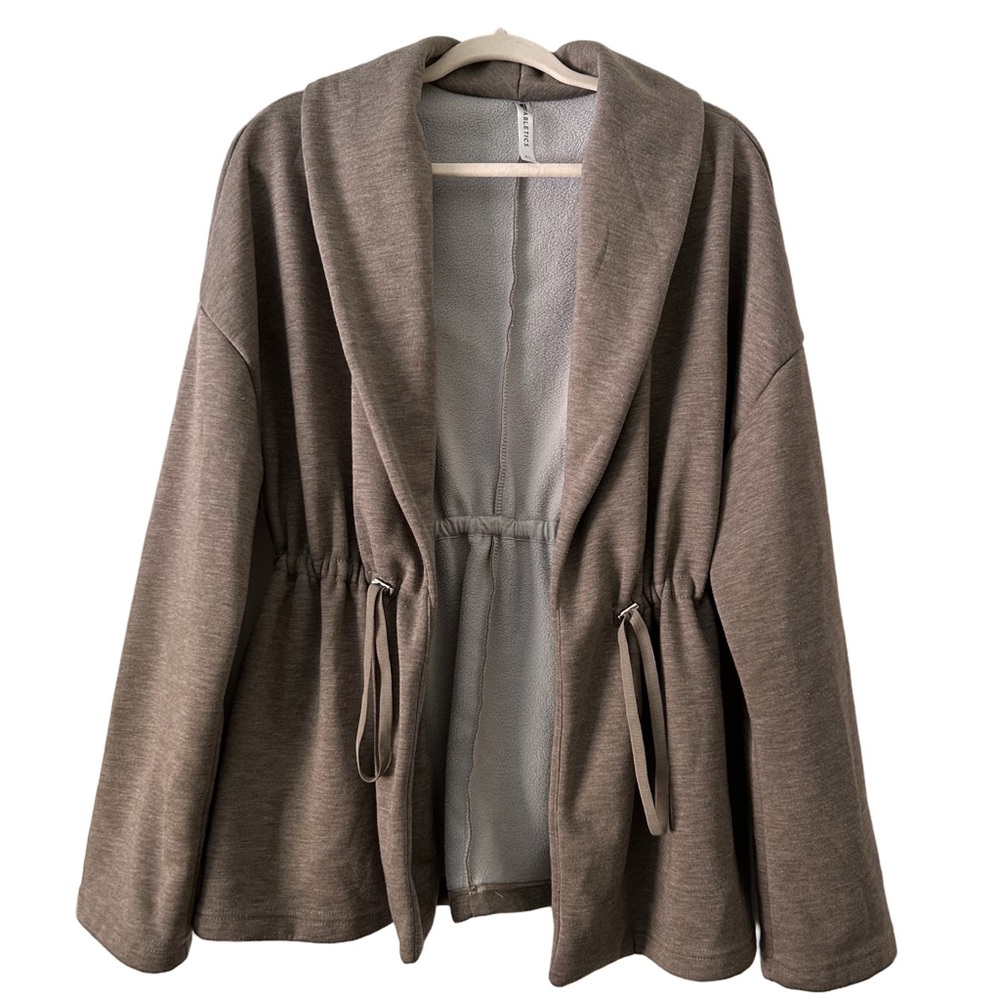 Fabletics Sage Coat in Grey Women’s Long Sleeve Fleece Shawl Collar Sz XL